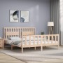 Double bed frame with solid wood headboard by , Beds and slatted bases - Ref: Foro24-3192441, Price: 165,99 €, Discount: %