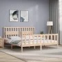 Double bed frame with solid wood headboard by , Beds and slatted bases - Ref: Foro24-3192441, Price: 163,73 €, Discount: %