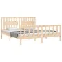 Double bed frame with solid wood headboard by , Beds and slatted bases - Ref: Foro24-3192441, Price: 163,73 €, Discount: %