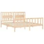Double bed frame with solid wood headboard by , Beds and slatted bases - Ref: Foro24-3192441, Price: 163,73 €, Discount: %