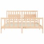 Double bed frame with solid wood headboard by , Beds and slatted bases - Ref: Foro24-3192441, Price: 165,99 €, Discount: %