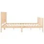 Double bed frame with solid wood headboard by , Beds and slatted bases - Ref: Foro24-3192441, Price: 163,73 €, Discount: %