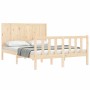 Bed frame with solid wood headboard 140x200 cm by , Beds and slatted bases - Ref: Foro24-3192621, Price: 155,96 €, Discount: %