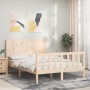 Bed frame with solid wood headboard 140x200 cm by , Beds and slatted bases - Ref: Foro24-3192621, Price: 155,96 €, Discount: %