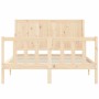 Bed frame with solid wood headboard 140x200 cm by , Beds and slatted bases - Ref: Foro24-3192621, Price: 155,96 €, Discount: %