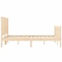 Bed frame with solid wood headboard 140x200 cm by , Beds and slatted bases - Ref: Foro24-3192621, Price: 155,96 €, Discount: %