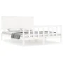 Double bed frame with white solid wood headboard by , Beds and slatted bases - Ref: Foro24-3193407, Price: 157,47 €, Discount: %
