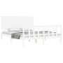Double bed frame with white solid wood headboard by , Beds and slatted bases - Ref: Foro24-3193407, Price: 159,51 €, Discount: %