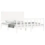Double bed frame with white solid wood headboard by , Beds and slatted bases - Ref: Foro24-3193407, Price: 157,47 €, Discount: %