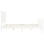 Double bed frame with white solid wood headboard by , Beds and slatted bases - Ref: Foro24-3193407, Price: 157,47 €, Discount: %