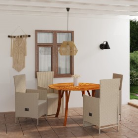 Juego de comedor para jardín 5 piezas beige