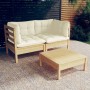Gartenmöbel 3 Stück Zirbenholz Kissen creme von , Gartensets - Ref: Foro24-3096016, Preis: 243,26 €, Rabatt: %