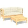 3-piece garden furniture set with cream pine wood cushions by , Garden sets - Ref: Foro24-3096016, Price: 235,60 €, Discount: %