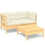 Gartenmöbel 3 Stück Zirbenholz Kissen creme von , Gartensets - Ref: Foro24-3096016, Preis: 243,26 €, Rabatt: %