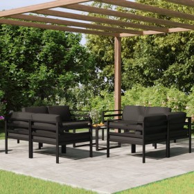 Set muebles de jardín 9 pzas y cojines aluminio gris antracita