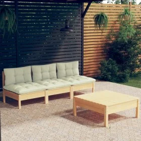 Gartenmöbel 4 Stück Kissen aus Zirbenholz cremefarben von , Gartensets - Ref: Foro24-3096082, Preis: 303,31 €, Rabatt: %