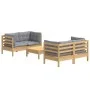 5-piece garden furniture set with gray pine wood cushions by , Garden sets - Ref: Foro24-3096021, Price: 378,50 €, Discount: %