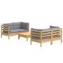 5-teiliges Gartenmöbel-Set und Kissen Zirbenholz grau von , Gartensets - Ref: Foro24-3096021, Preis: 443,04 €, Rabatt: %