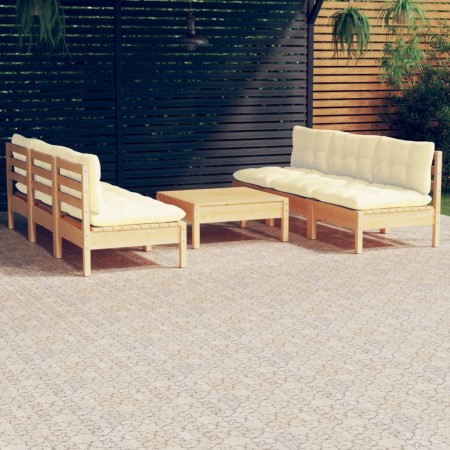 Gartenmöbel 7 Stück Zirbenholzkissen cremefarben von , Gartensets - Ref: Foro24-3096094, Preis: 567,31 €, Rabatt: %