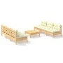 7-piece garden furniture set with cream-colored pine wood cushions by , Garden sets - Ref: Foro24-3096094, Price: 523,88 €, D...