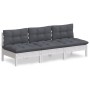 3-seater garden sofa with anthracite gray pine wood cushions by , Outdoor sofas - Ref: Foro24-3096077, Price: 244,99 €, Disco...