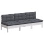 3-seater garden sofa with anthracite gray pine wood cushions by , Outdoor sofas - Ref: Foro24-3096077, Price: 244,99 €, Disco...