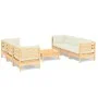 7-piece garden furniture set with cream-colored pine wood cushions by , Garden sets - Ref: Foro24-3096118, Price: 512,06 €, D...