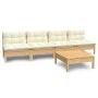 5-piece garden furniture set with cream pine wood cushions by , Garden sets - Ref: Foro24-3096130, Price: 345,43 €, Discount: %
