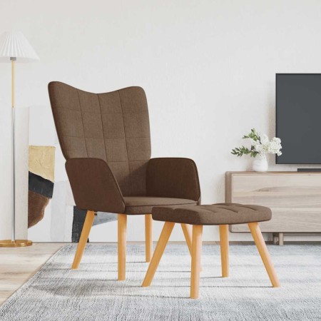Sillón de relax con reposapiés tela marrón en Sillones | Comprar online en Foro24
