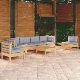 7-piece garden furniture set with solid pine wood cushions by , Garden sets - Ref: Foro24-3096201, Price: 520,77 €, Discount: %