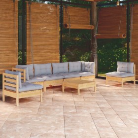 7-teiliges Gartenmöbel-Set und Kissen aus massivem Zirbenholz von , Gartensets - Ref: Foro24-3096201, Preis: 512,36 €, Rabatt: %