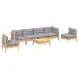 7-piece garden furniture set with solid pine wood cushions by , Garden sets - Ref: Foro24-3096201, Price: 520,77 €, Discount: %