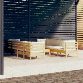 Gartenmöbel 9 Stk. und Kissen massives Zirbenholz creme von , Gartensets - Ref: Foro24-3096166, Preis: 683,65 €, Rabatt: %