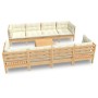 Muebles de jardín 9 pzas y cojines madera maciza de pino crema de , Conjuntos de jardín - Ref: Foro24-3096166, Precio: 737,37 €