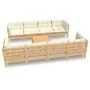 Muebles de jardín 9 pzas y cojines madera maciza de pino crema de , Conjuntos de jardín - Ref: Foro24-3096166, Precio: 725,08...