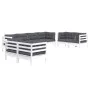 Juego de muebles de jardín 8 pzas y cojines madera maciza pino de , Conjuntos de jardín - Ref: Foro24-3096269, Precio: 718,61...