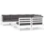 8-piece garden furniture set with white cushions, solid pine wood. by , Garden sets - Ref: Foro24-3096449, Price: 669,12 €, D...