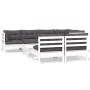 8 Stk. Gartenmöbel mit Kissen weißes massives Kiefernholz von , Gartensets - Ref: Foro24-3096449, Preis: 677,64 €, Rabatt: %