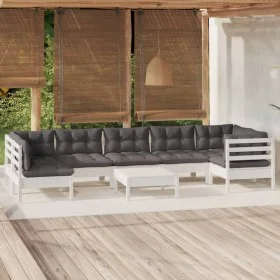 8 Stk. Gartenmöbel mit Kissen aus weißem Kiefernholz von , Gartensets - Ref: Foro24-3096437, Preis: 669,12 €, Rabatt: %