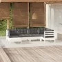 Muebles de jardín 6 pzas con cojines blanco madera maciza pino de , Conjuntos de jardín - Ref: Foro24-3096539, Precio: 519,01...