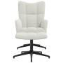 Sillón de relax con taburete terciopelo blanco crema en Sillones | Comprar online en Foro24
