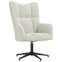 Sillón de relax con taburete terciopelo blanco crema en Sillones | Comprar online en Foro24