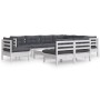 Garden furniture set, 10 pieces, with white cushions, solid pine wood. by , Garden sets - Ref: Foro24-3096750, Price: 866,31 ...