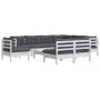 10 Stk. Gartenmöbel mit Kissen weißes massives Kiefernholz von , Gartensets - Ref: Foro24-3096750, Preis: 855,41 €, Rabatt: %
