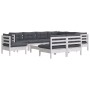 10 Stk. Gartenmöbel mit Kissen weißes massives Kiefernholz von , Gartensets - Ref: Foro24-3096750, Preis: 866,31 €, Rabatt: %