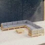 Gartenmöbel 11 Stk. und Kissen Zirbenholz grau von , Gartensets - Ref: Foro24-3097012, Preis: 851,15 €, Rabatt: %