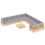 Gartenmöbel 11 Stk. und Kissen Zirbenholz grau von , Gartensets - Ref: Foro24-3097012, Preis: 851,15 €, Rabatt: %