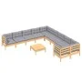 Gartenmöbel 11 Stk. und Kissen Zirbenholz grau von , Gartensets - Ref: Foro24-3097012, Preis: 851,15 €, Rabatt: %