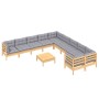 Gartenmöbel 11 Stk. und Kissen Zirbenholz grau von , Gartensets - Ref: Foro24-3097012, Preis: 837,33 €, Rabatt: %