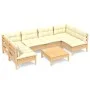 7-piece garden furniture set with solid pine wood cream cushions by , Garden sets - Ref: Foro24-3097157, Price: 496,31 €, Dis...